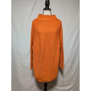 Rust Orange Women's Ribbed Tunic Mock Neck Sweater Pumpkin Spice Size‎ XS